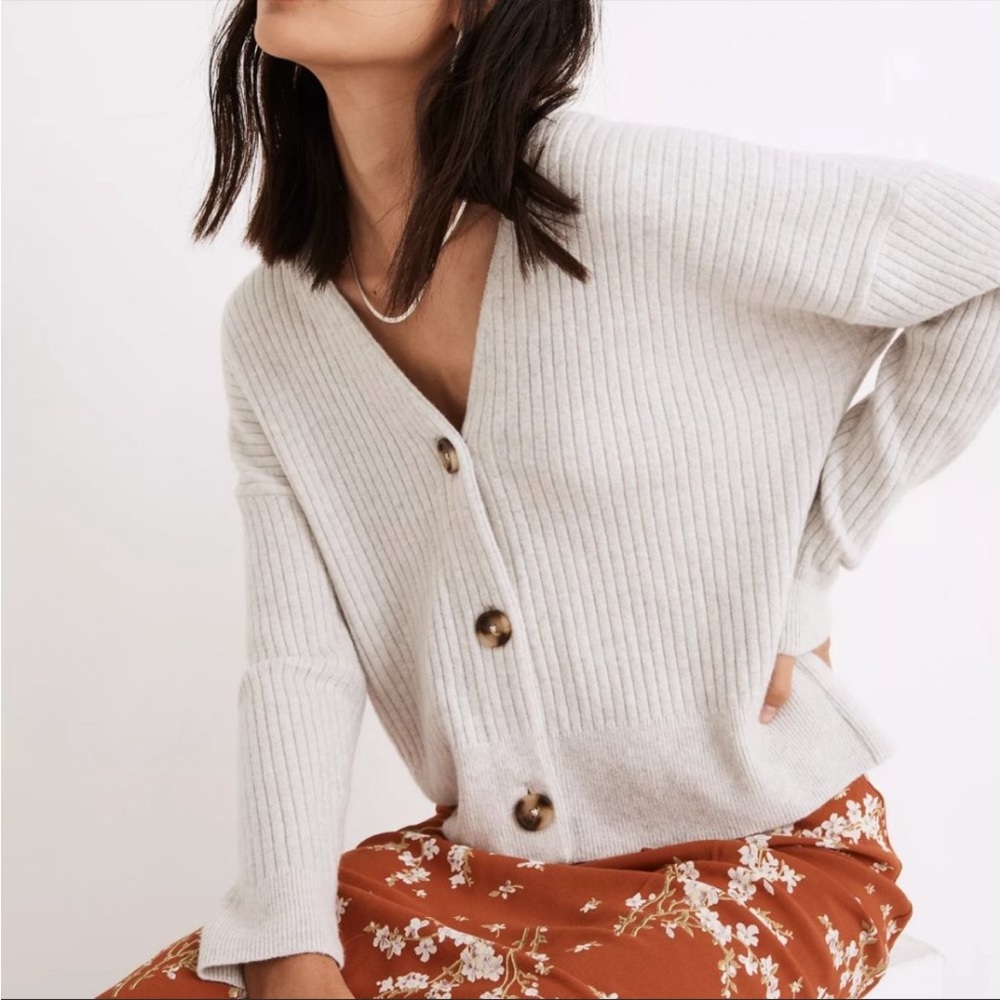 Madewell Cameron Ribbed Cardigan Sweater in Coziest Yarn